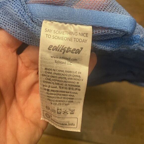 Edikted Blue Lace Corset Top Boning Goth Fairy Steampunk Bustier‎ Medium NEW - Picture 5 of 6